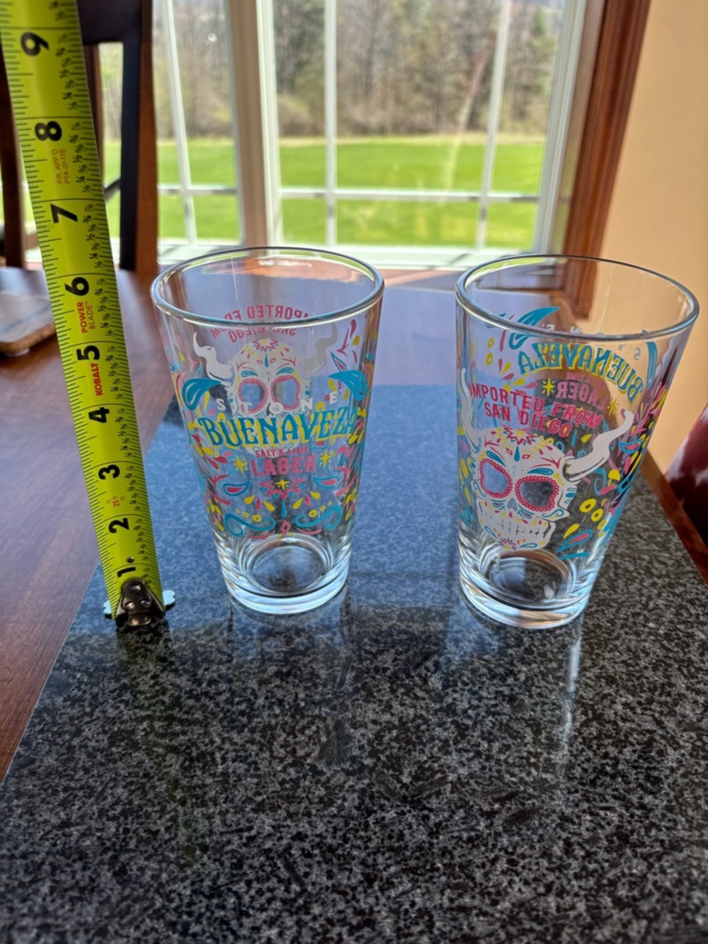 Stone Buenaveza Salt & Lime Colorful Skull Pint Lager Glass - Multicolor